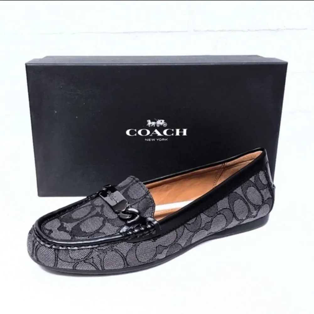 NIB COACH Olive Outline Sig C Jacquard Loafers